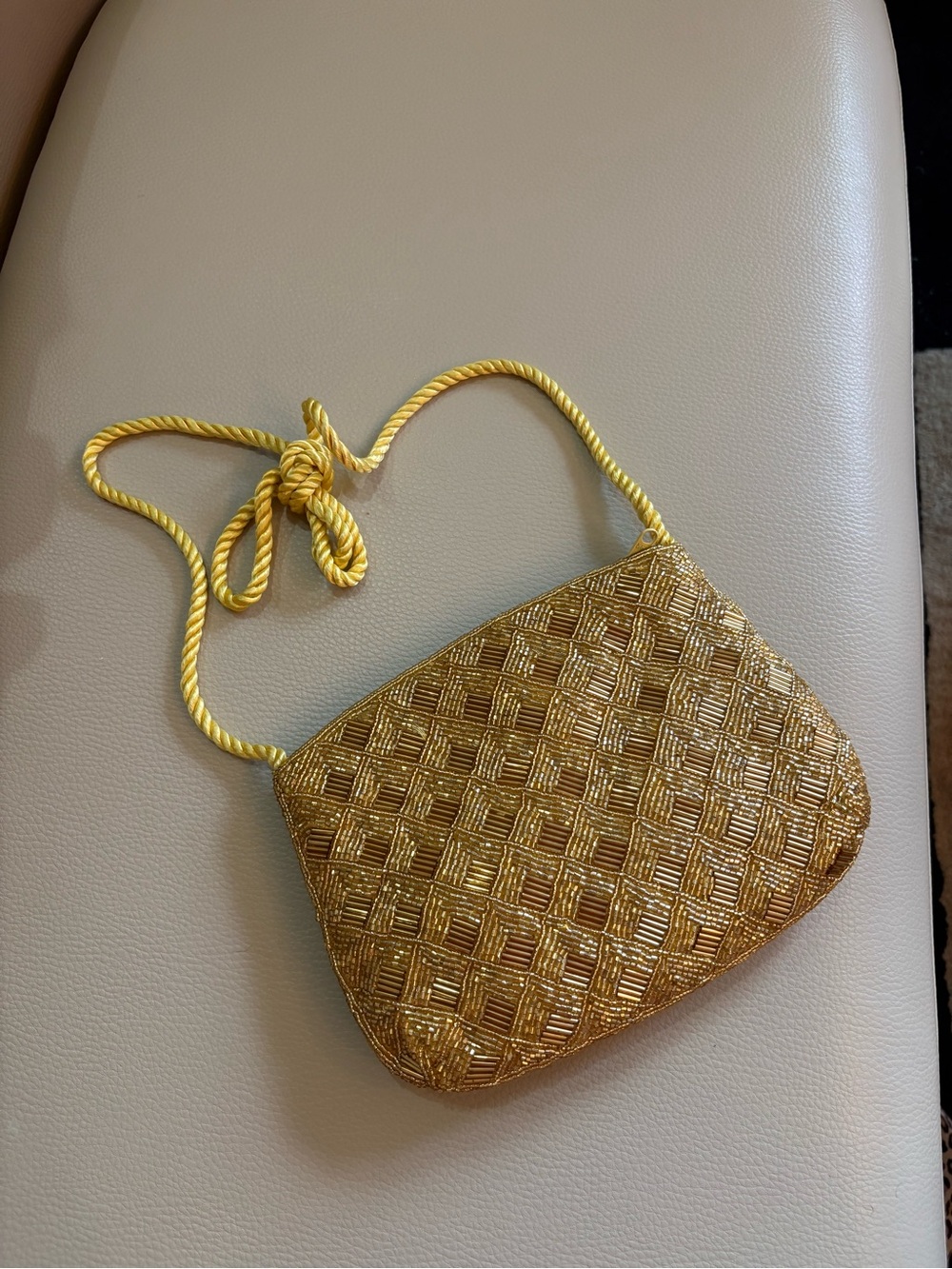 Vintage Gold Beaded Evening Bag Shoulder Purse
